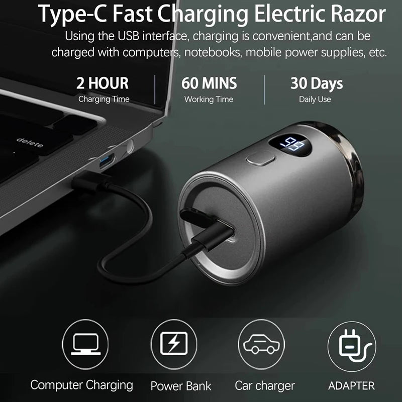 Xiaomi Men Electric Mini Shaver Rechargeable Type-C Charging Car Portable Shaver Led Digital Display Men Women Home Razor